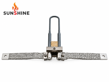 SUNSHINE U-shaped MoSi2 heating element with mounting clamps and braided aluminum connection straps