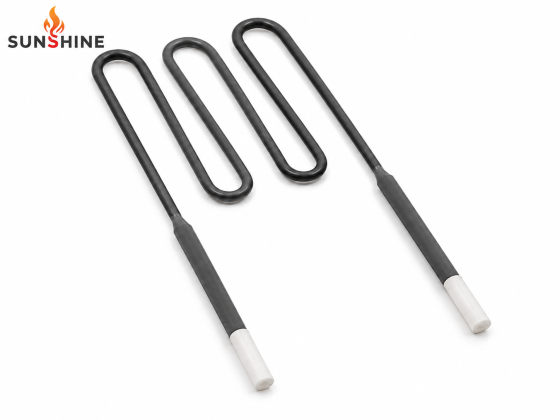 W-shaped MoSi2 heating element with multiple bends and two terminal ends