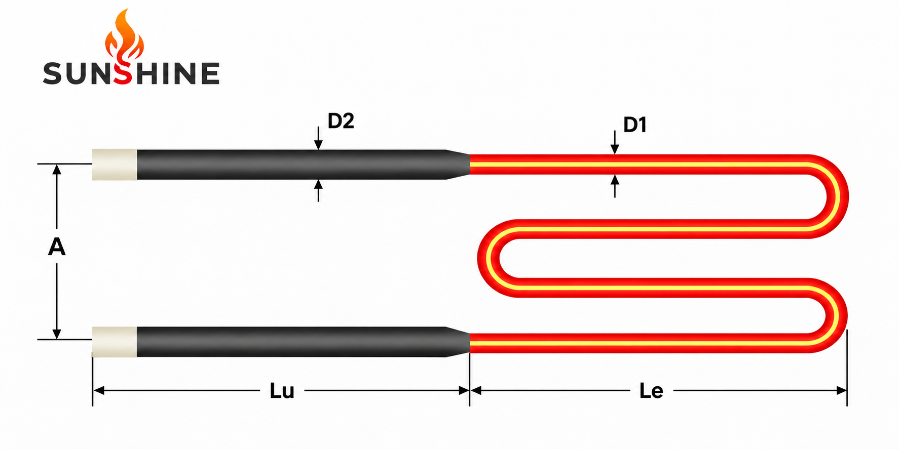 W-shape MoSi2 Heating Element Drawing