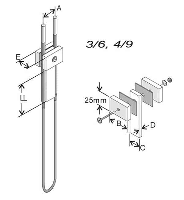 Mosi2 heating element plate holders drawing