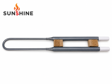 SUNSHINE U-shaped super pure MoSi2 heating element on a white background.