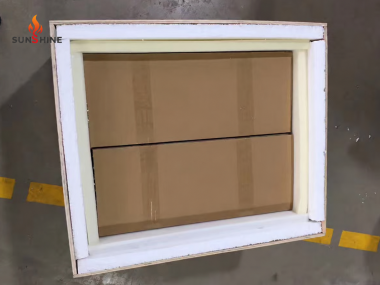 Three U-shaped 1900 grade MoSi2 heating elements secured on protective foam for packaging.